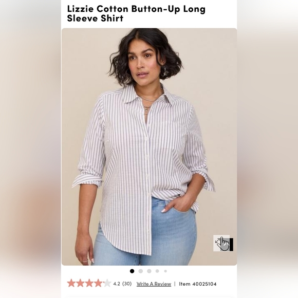 Torrid Lizzie Button Up Shirt Size 0 Long Sleeves - Picture 7 of 8